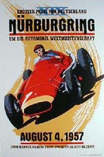 Afiche de Nürburgring 1957, carrera ganada porJuan Fangio de Argentina